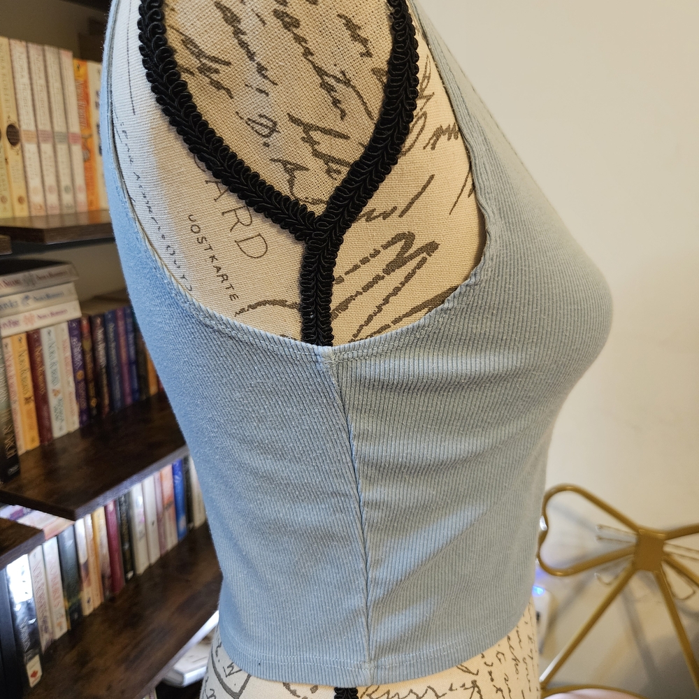 Light Blue Ribbed Women's Top - Picture 2 of 8